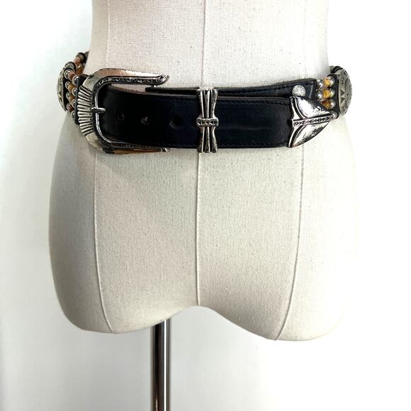 Western Conch Leather Belt 38 main image 7